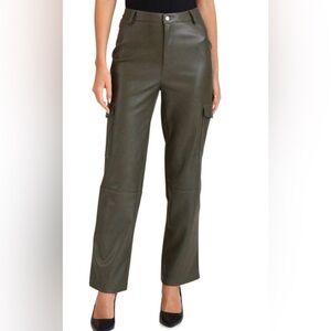 Bagatelle Faux Leather Cargo Pants Olive Green Size Small NWOT
